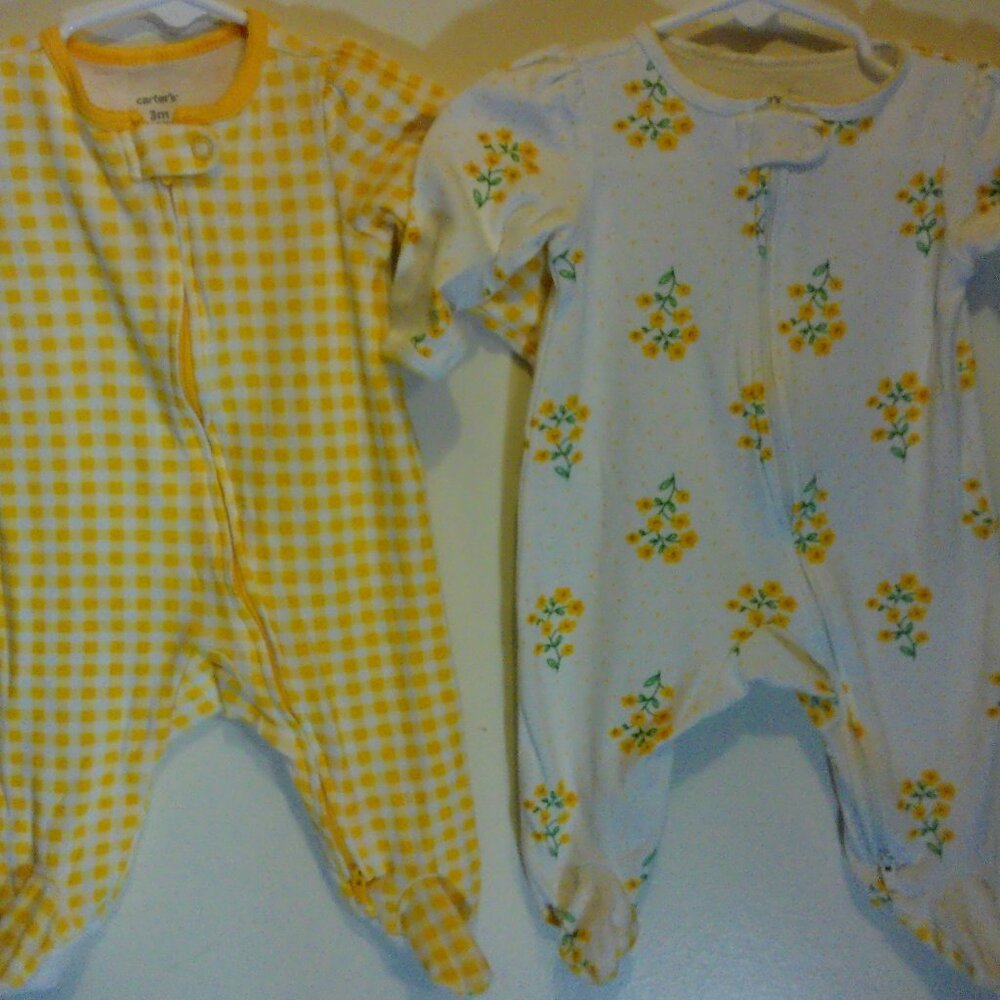 Carter's Yellow Spring Zip Up Onesie - 0-3 Months